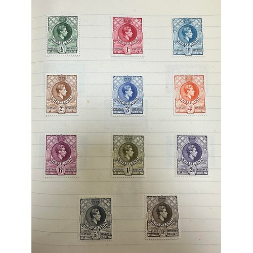 44 - British Commonwealth, exercise book with useful issues including; Basutoland 1938 set to 10/ M, Bech... 