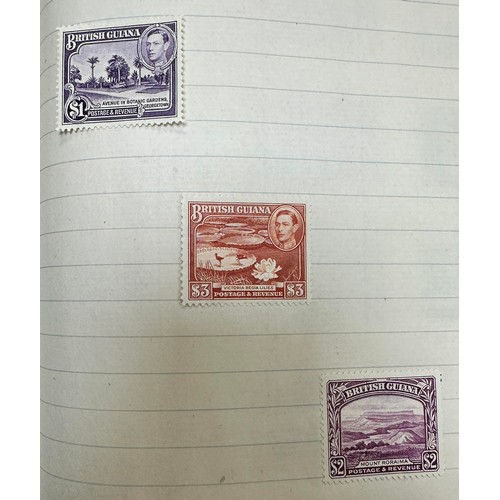 44 - British Commonwealth, exercise book with useful issues including; Basutoland 1938 set to 10/ M, Bech... 