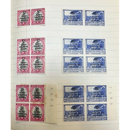 143 - Kenya, Uganda and Tanganyika, collection in exercise book, including; 1938-54 vals to £1 M (5/ x2), ... 