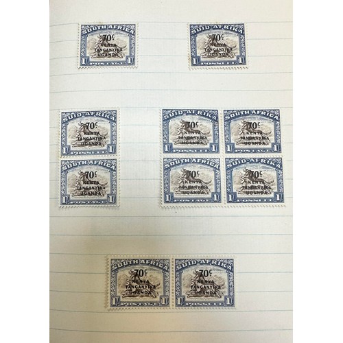 143 - Kenya, Uganda and Tanganyika, collection in exercise book, including; 1938-54 vals to £1 M (5/ x2), ... 