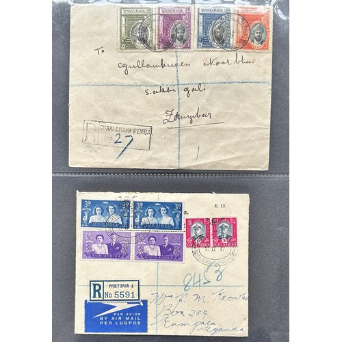 4 - World cover collection in binder, including; Zanzibar Sheikh Adamji Jafferji cover, North Borneo UPU... 