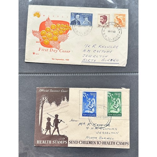 4 - World cover collection in binder, including; Zanzibar Sheikh Adamji Jafferji cover, North Borneo UPU... 