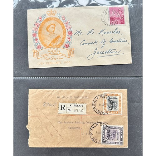 4 - World cover collection in binder, including; Zanzibar Sheikh Adamji Jafferji cover, North Borneo UPU... 