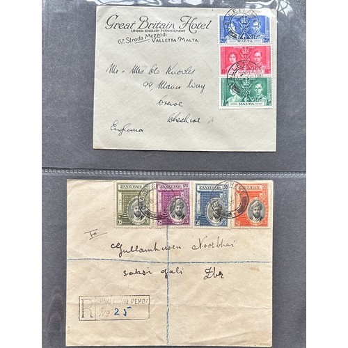 4 - World cover collection in binder, including; Zanzibar Sheikh Adamji Jafferji cover, North Borneo UPU... 