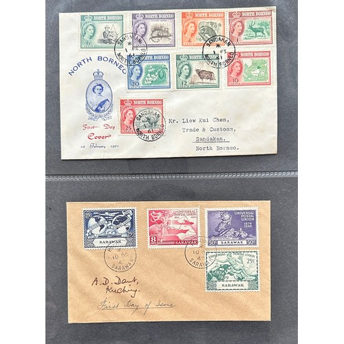 4 - World cover collection in binder, including; Zanzibar Sheikh Adamji Jafferji cover, North Borneo UPU... 