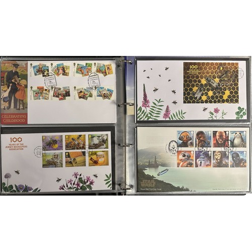 321 - 2017-2018 range of illustrated FDC’s in binder with sets, single special event, 2 signed, and useful... 