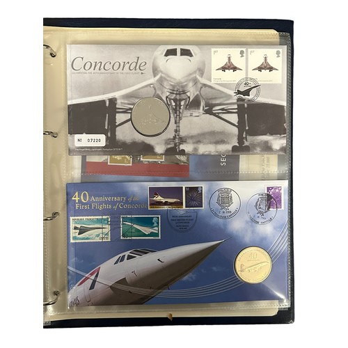 323 - Collection of Royal Mail coin and commemorative coin covers in boxed binder from 1994 to 2009, some ... 