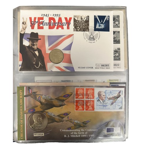 323 - Collection of Royal Mail coin and commemorative coin covers in boxed binder from 1994 to 2009, some ... 