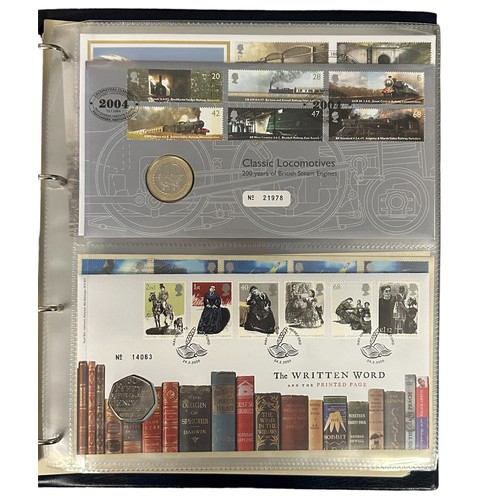 323 - Collection of Royal Mail coin and commemorative coin covers in boxed binder from 1994 to 2009, some ... 