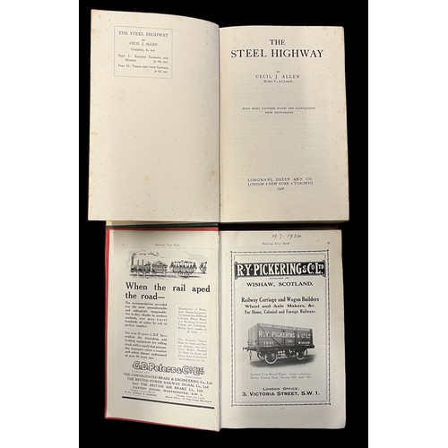 447 - Pair of hardback railway books with 1924 Railway Year Books (with maps) and 1928 The Steel Highway (... 