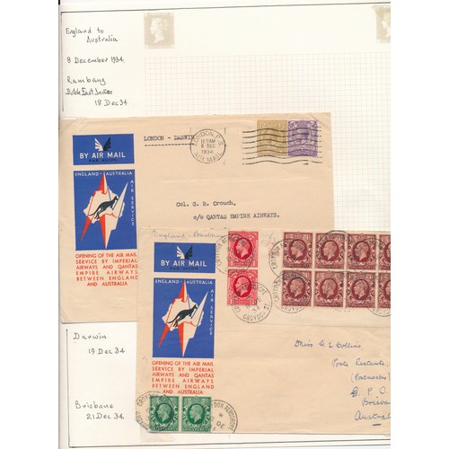 334 - 1930's Flight Covers & ephemera UK to Australia to include 9 covers, some pilot signed. (9)