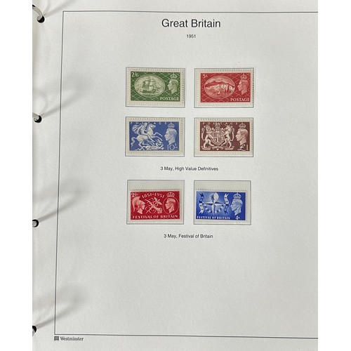 291 - Great Britain KGVI collection 1937-1951 in special album, all fine UM including 1939 and 1951 high v... 