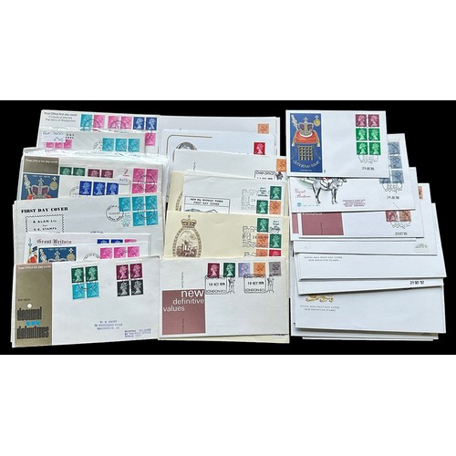 337 - GB FDC Machin Definitives in brown box, 1971-2019 including booklet panes, coils, regionals, high va... 