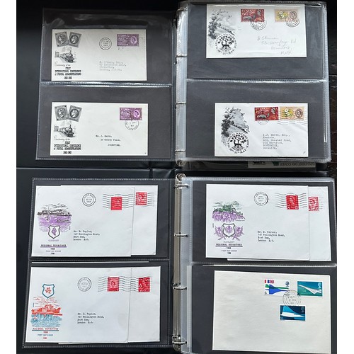 341 - GB FDC's in 4 volumes, in box, 1934 to 1974 Xmas with 1934 photo to 9d, 1935 Silver Jubilee, 1936 Ed... 