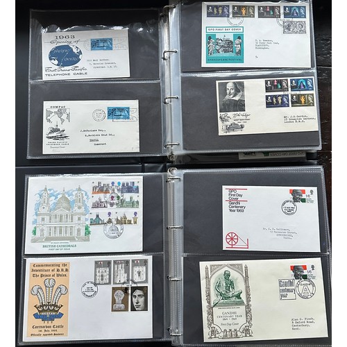 341 - GB FDC's in 4 volumes, in box, 1934 to 1974 Xmas with 1934 photo to 9d, 1935 Silver Jubilee, 1936 Ed... 