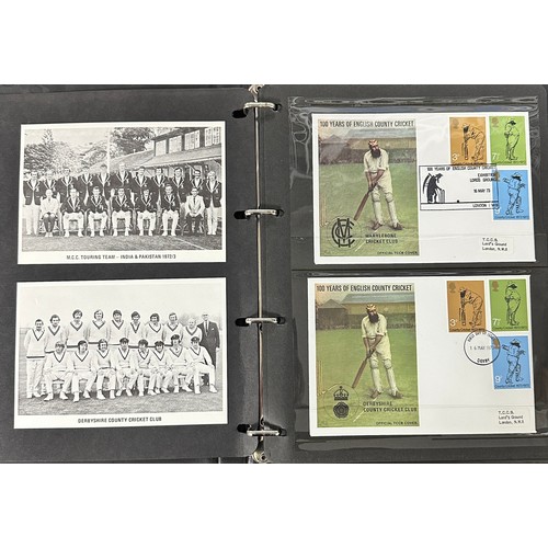 342 - GB FDC 1973 Cricket set of 18 by Stamp Publicity of Worthing, TCCB official set of 18 covers in blac... 