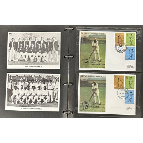 342 - GB FDC 1973 Cricket set of 18 by Stamp Publicity of Worthing, TCCB official set of 18 covers in blac... 