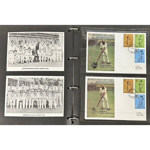 342 - GB FDC 1973 Cricket set of 18 by Stamp Publicity of Worthing, TCCB official set of 18 covers in blac... 