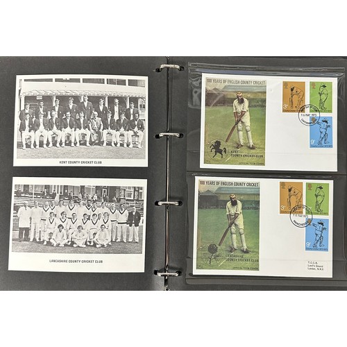 342 - GB FDC 1973 Cricket set of 18 by Stamp Publicity of Worthing, TCCB official set of 18 covers in blac... 