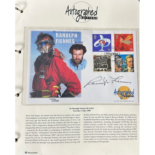 343 - GB FDC Autographed Editions in blue special album including Norman Wisdom, Spike Milligan, Terry Pra... 