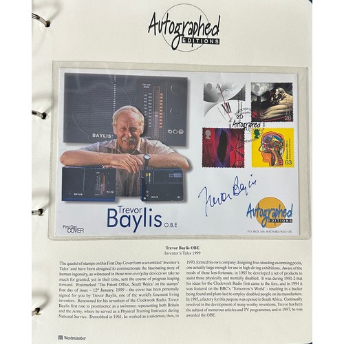 343 - GB FDC Autographed Editions in blue special album including Norman Wisdom, Spike Milligan, Terry Pra... 