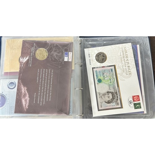 355 - Royal Mail / Royal Mint coin cover collection in blue album with slipcase, 1994 to 2002 including 20... 