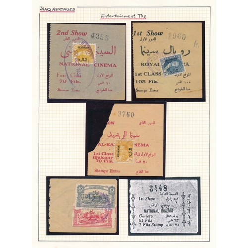 121 - Iraq - Revenues, Entertainment Tax Revenue issues, including c.1949 3fils U, 4 fils M, 8 fils U plus... 