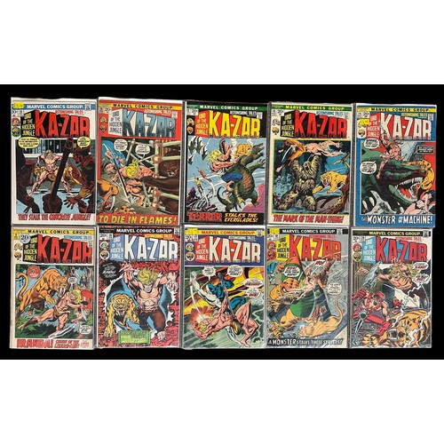 559 - Marvel Comics Ka-Zar: Numbers  9/ 10/ 12/ 13/ 14/ 15/ 16/ 17 /18/ 20. All comics flat/unfolded, bagg... 