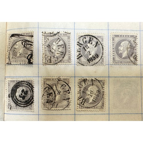 198 - Norway, 1856 3s & 8s U range in booklet including 1856 2s, 3s (x19), 8s (x35) FU, FU pairs with 3s (... 