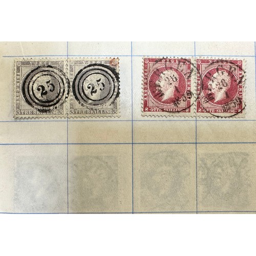 198 - Norway, 1856 3s & 8s U range in booklet including 1856 2s, 3s (x19), 8s (x35) FU, FU pairs with 3s (... 