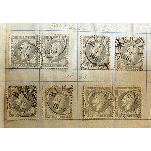 199 - Norway, 1856 3s & 8s FU range in booklet with neat Bergen cancellations including 1956 2s, 3s (x22),... 