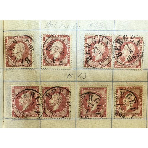 199 - Norway, 1856 3s & 8s FU range in booklet with neat Bergen cancellations including 1956 2s, 3s (x22),... 