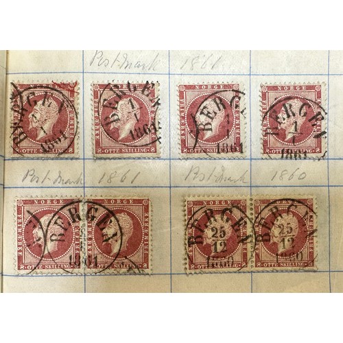 199 - Norway, 1856 3s & 8s FU range in booklet with neat Bergen cancellations including 1956 2s, 3s (x22),... 