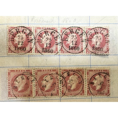 199 - Norway, 1856 3s & 8s FU range in booklet with neat Bergen cancellations including 1956 2s, 3s (x22),... 