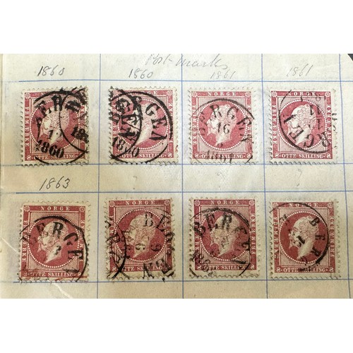 199 - Norway, 1856 3s & 8s FU range in booklet with neat Bergen cancellations including 1956 2s, 3s (x22),... 