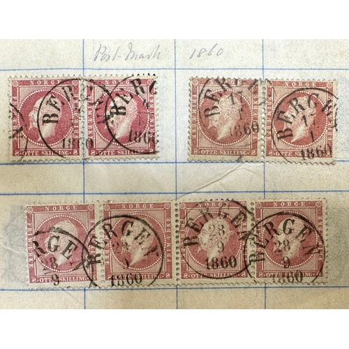 199 - Norway, 1856 3s & 8s FU range in booklet with neat Bergen cancellations including 1956 2s, 3s (x22),... 