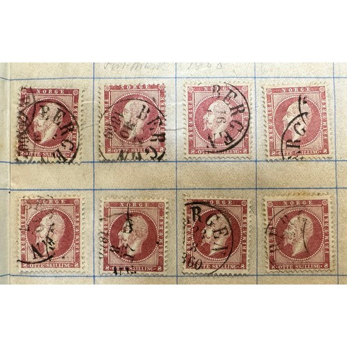 199 - Norway, 1856 3s & 8s FU range in booklet with neat Bergen cancellations including 1956 2s, 3s (x22),... 