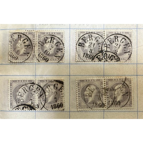 199 - Norway, 1856 3s & 8s FU range in booklet with neat Bergen cancellations including 1956 2s, 3s (x22),... 