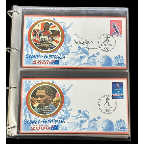 347 - Benham Sport Signed Covers in 2 volumes with medal winners from 1996 Olympics (18), 2000 Olympics (2... 