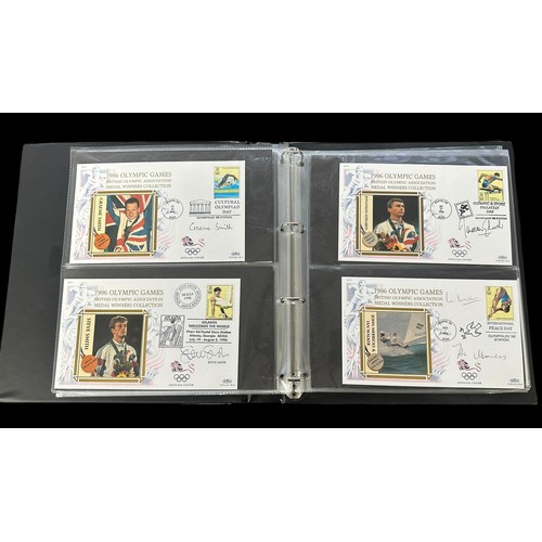 347 - Benham Sport Signed Covers in 2 volumes with medal winners from 1996 Olympics (18), 2000 Olympics (2... 