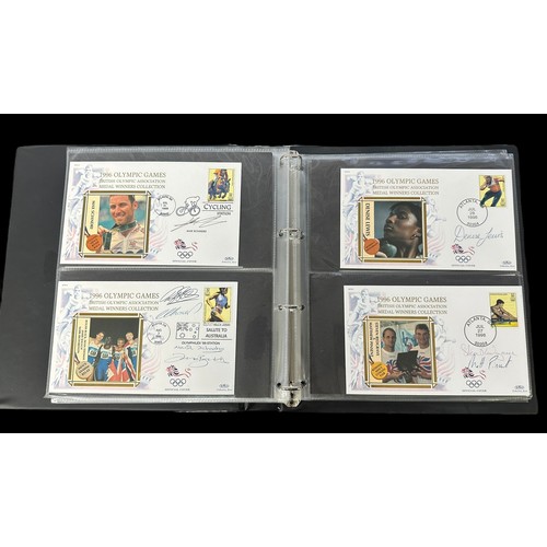 347 - Benham Sport Signed Covers in 2 volumes with medal winners from 1996 Olympics (18), 2000 Olympics (2... 