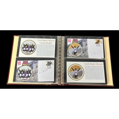 348 - Buckingham Covers 2012 Olympic Games Gold medal winners set of 29 in luxury Safe album with slip cas... 