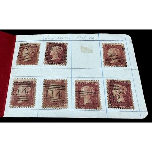 248 - Great Britain, QV 1d red perf range U/FU, neatly arranged in five booklets, much interest in the var... 