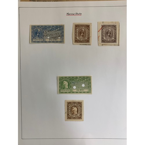 93 - India – Revenues, small interesting range on loose leaves, including; Jaipur, Morri State 1899 & 193... 