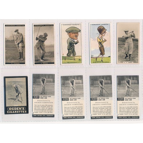 372 - Cigarette cards - Collection of golf type cards from Churchman, Cotton etc, including Bobby Jones, H... 