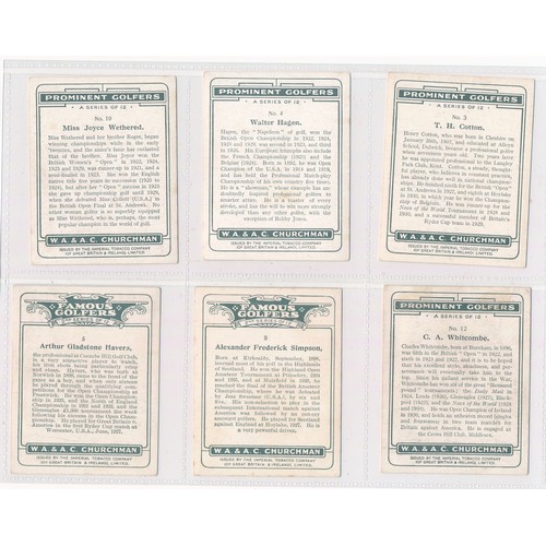 372 - Cigarette cards - Collection of golf type cards from Churchman, Cotton etc, including Bobby Jones, H... 