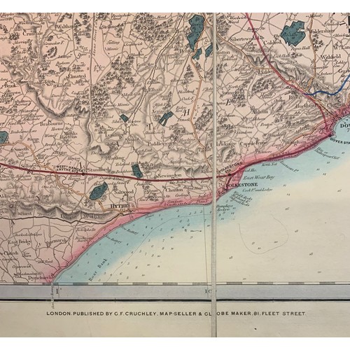 454 - 19th Century Ordnance Survey Map, London published by George Frederick Cruchley, Map Seller & Globe ... 