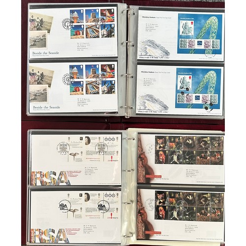 318 - Collection of GB Royal Mail illustrated FDC’s in 4 binders and small box, typed address from 1995-20... 