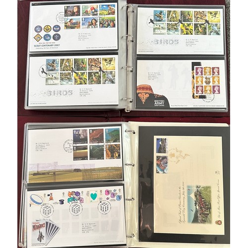 318 - Collection of GB Royal Mail illustrated FDC’s in 4 binders and small box, typed address from 1995-20... 