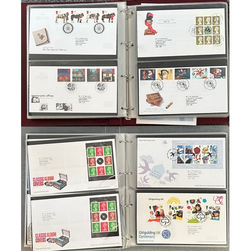 318 - Collection of GB Royal Mail illustrated FDC’s in 4 binders and small box, typed address from 1995-20... 